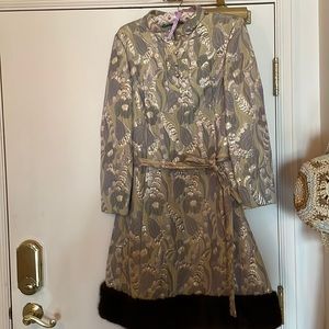 Vintage Marshall Field & Company beautiful brocade and mink trimmed dress